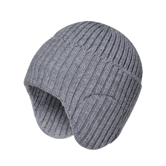 siminsem Winter Hat for Men Women Thickened Knitted Wool Beanie with Ear Protection - Warm Fleece Lined Double Layer Cold Proof Ski Cap One Size, Grey,One Size