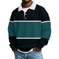 thumbnail image 1 of Ceisia Men's Vintage Waffle Knit Polo Sweater | Loose Drop-Shoulder 3-Block Color-Block Long Sleeve Pullover Gifts, 1 of 5