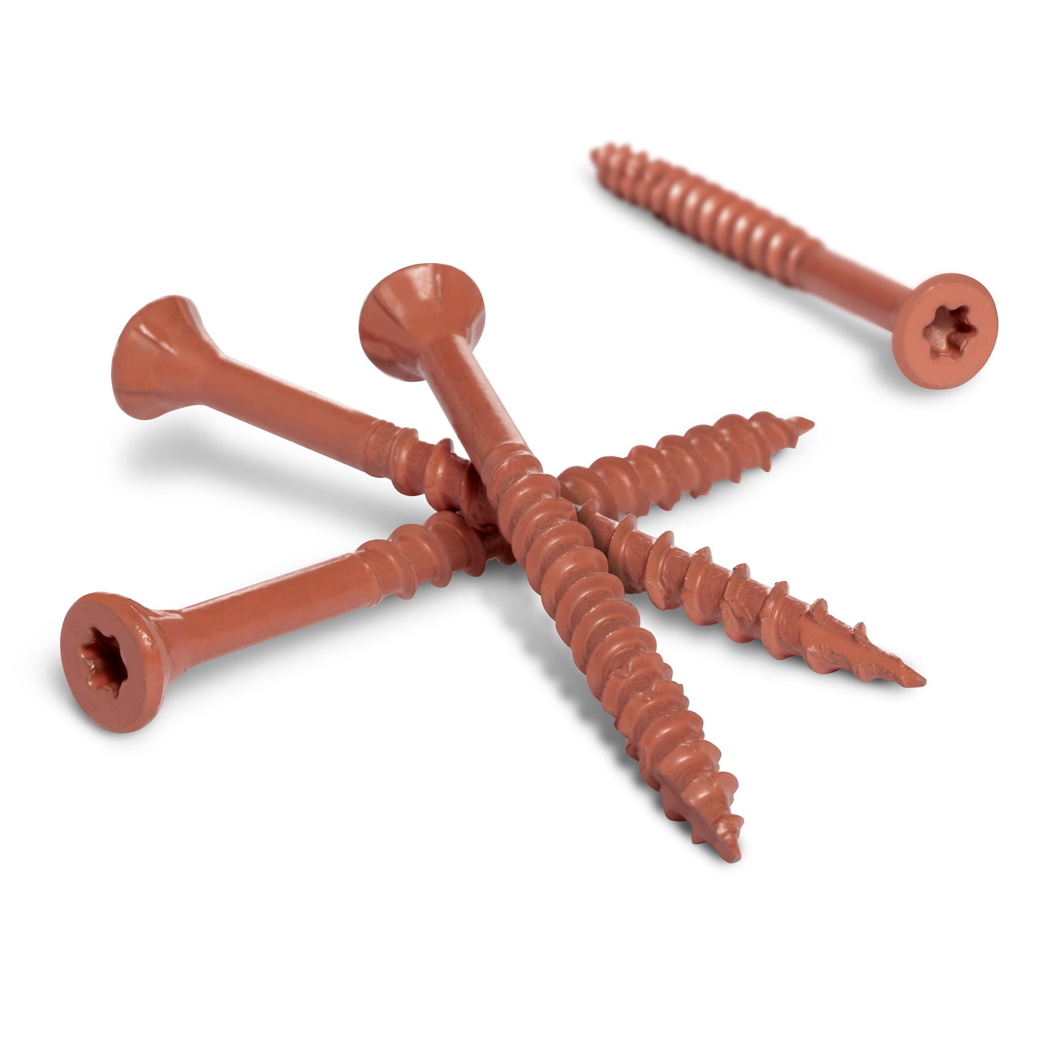 Deck Plus Star Flat Head Exterior Deck Screws, Steel, Red, No.8 x 2", 48427