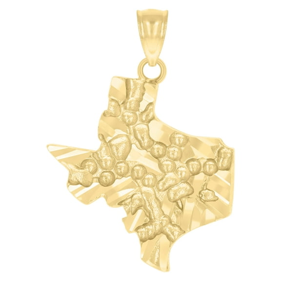 10kt Real Yellow Gold Mens Nugget Texas Map Charm Pendant