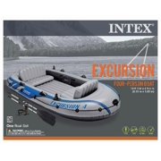 Intex Excursion 4 Inflatable Rafting/Fishing Boat Set With 2 Oars | 68324EP
