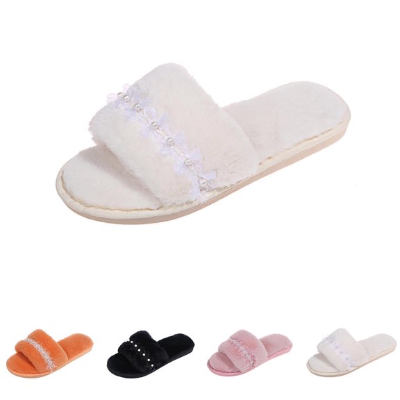 ssuyfkrb Slippers for Women,Slippers Women,Women's Slippers,Open Toe,Cozy,Non-slip,White,38