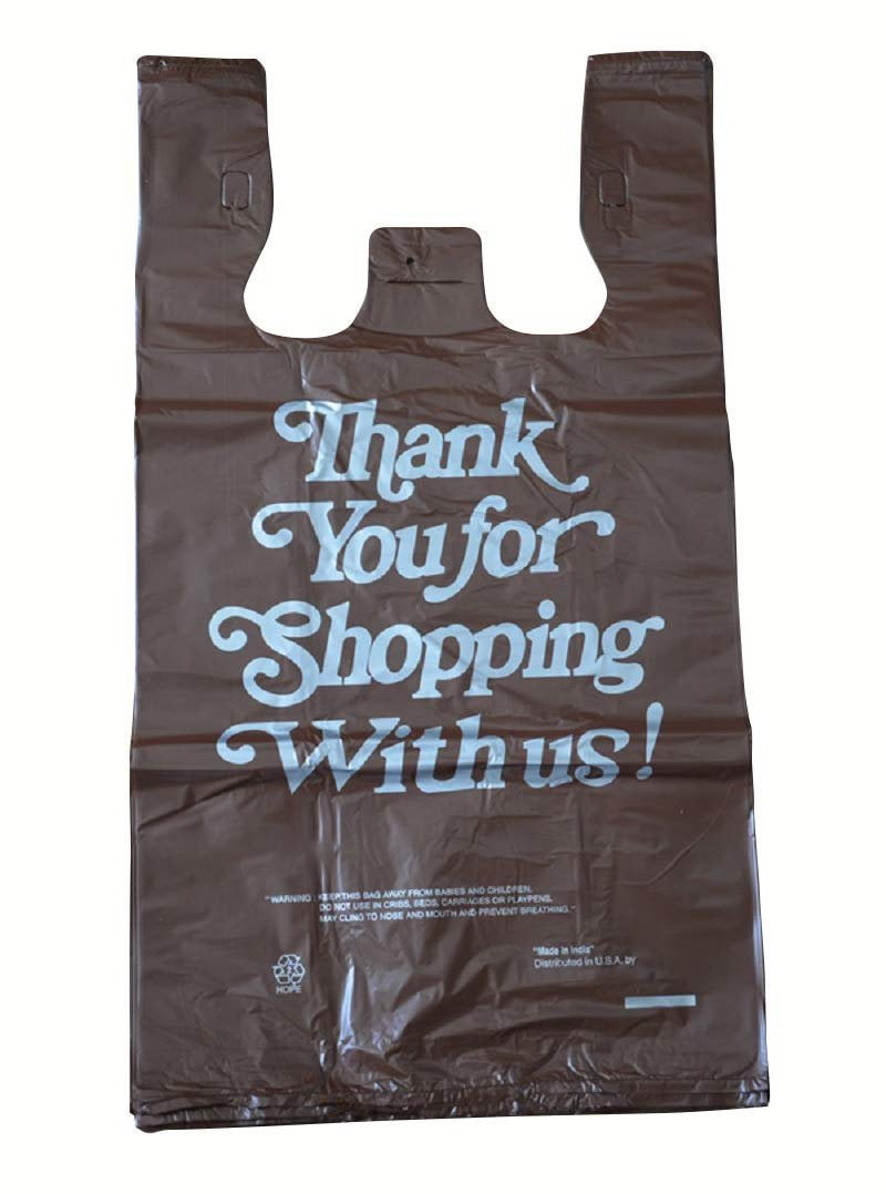 Pack of 700 Thank You Plastic Bags 12 x 6 x 22. Chocolate Carry-Out T ...