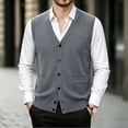 thumbnail image 2 of Atkumj Men's Sweater Vests Trendy Solid Color Button Down Knit Vest with Front Pockets Casual Comfortable V Neck Sleeveless Sweater Vest 4XL, 2 of 8