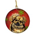thumbnail image 1 of Tibetan Spaniel Red Snowflake Holiday Christmas Ceramic Ornament, 1 of 1