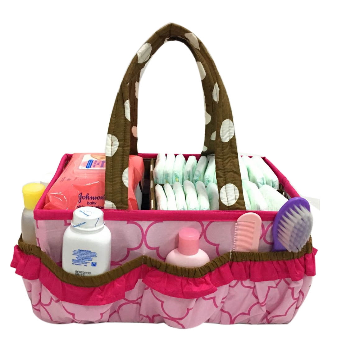 Bacati - Nursery Storage Caddy Butterflies Pink/Chocolate Girls