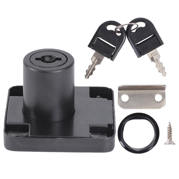 ELAYARD Durable Black Zinc Alloy Cupboard Lock, Easy to Install, 2 Keys