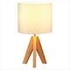 thumbnail image 1 of Lámpara de Mesa con Trípode, Lámpara de Noche con Pantalla, Ideal para Dormitorio, Habitación Infantil y Sala de Estar. Base de Madera., 1 of 5
