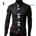 thumbnail image 1 of virginia moda hombres Argyle lujo estilo de negocios Slim Fit manga larga Casual vestido camisapangjing, 1 of 4