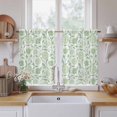 thumbnail image 2 of Green Flowers Tier Curtains, Pastoral Farmhouse Botanical Floral Light Filtering Kitchen Curtains, 2Pcs Rod Pocket Half Window Treatments Panels for Sink Cafe Cabinet Basement 27.5x45 Inches, 2 of 9