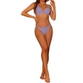 thumbnail image 2 of Conjuntos de bikini de triángulo de 2 piezas para mujer, con anillo, tirantes anchos ajustables, cierre en la espalda, trajes de baño acanalados, talla X-Large, color púrpura, 2 of 5
