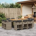 thumbnail image 1 of vidaXL 11 Piece Garden Dining Set with Cushions Grey Poly Rattan, 1 of 5