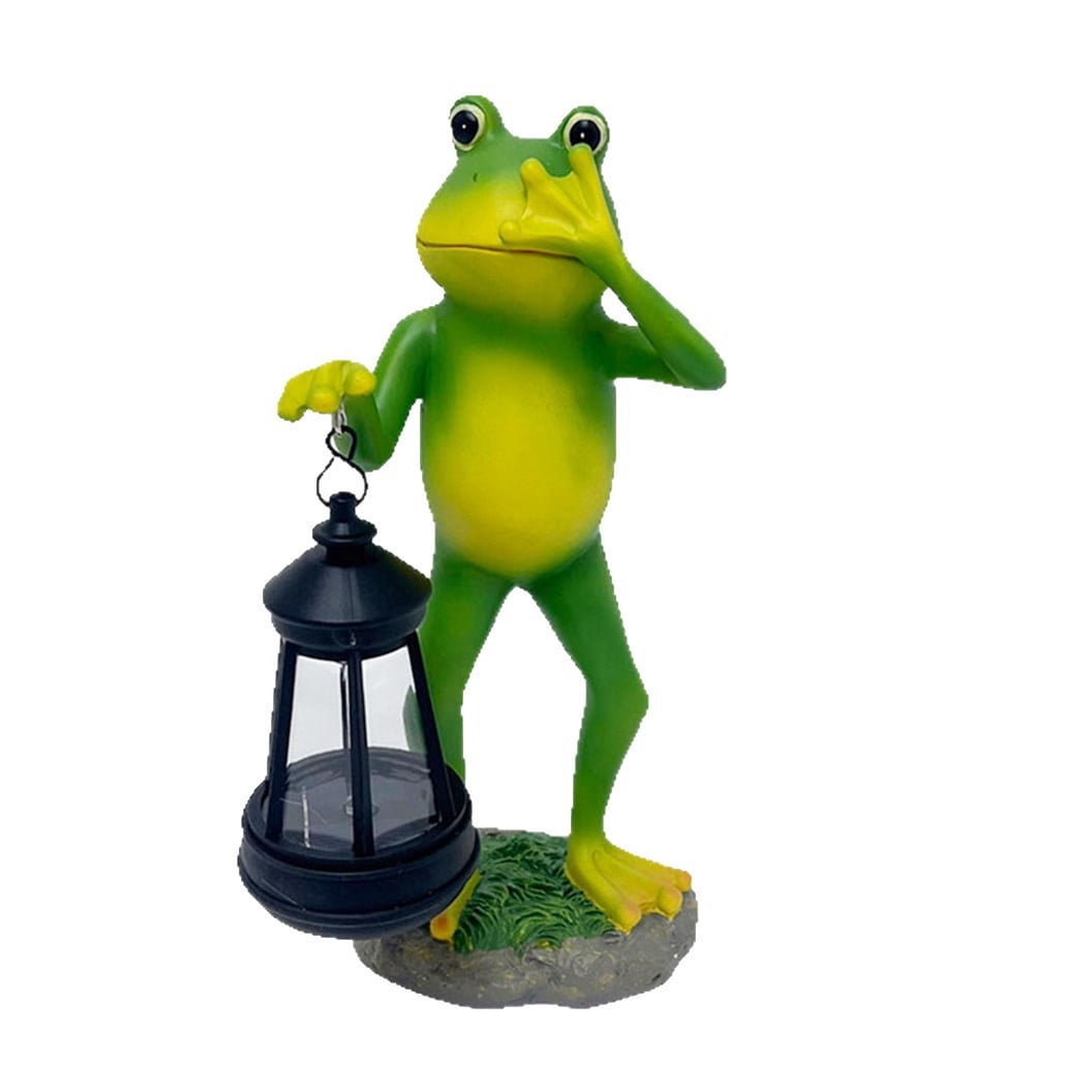 Outdoor Frog Garden Decor: 9.5'' Yard Decoration with LED Lantern Funny Solar Parent-Child Frog Statue, IP44 Waterproof,Birthday Gifts for Women