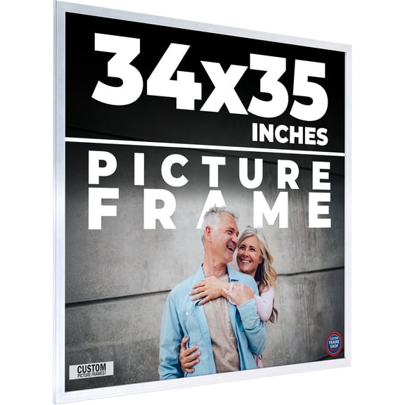 34x35 Frame Silver Real Wood Picture Frame Width 0.75 inches | Interior Frame Depth 0.5 inches |