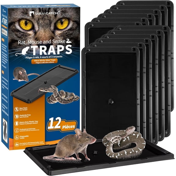 Mouse Traps, 12 Pack Glue Traps, Pre-Baited Non-Toxic Bulk Mouse Traps Indoor for Home, Rat Traps Indoor for Mole, Mice, Snakes, Rodents, Pet Safe Pest Control