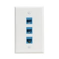 thumbnail image 1 of Placa De Pared Ethernet De 3 Puertos Placa De Pared Cat 6 Hembra-Hembra Compatible Con Dispositivos Ethernet Cat6/6E/5/5E -Azul, 1 of 5