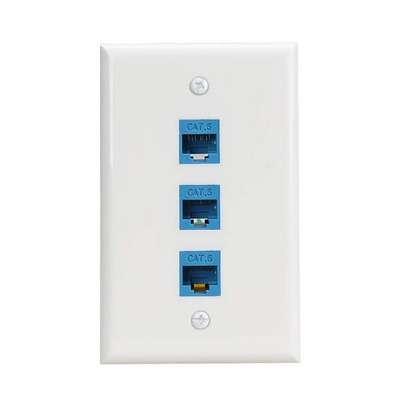 Placa De Pared Ethernet De 3 Puertos Placa De Pared Cat 6 Hembra-Hembra Compatible Con Dispositivos Ethernet Cat6/6E/5/5E -Azul