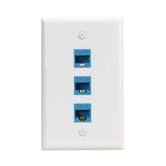 Placa De Pared Ethernet De 3 Puertos Placa De Pared Cat 6 Hembra-Hembra Compatible Con Dispositivos Ethernet Cat6/6E/5/5E -Azul