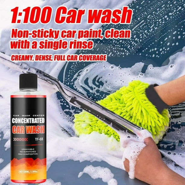 Cera líquida para lavado de autos, potente eliminador de manchas, alta espuma, detergente limpiador, blanco, para autos, cera para autos, agua, 100 ml