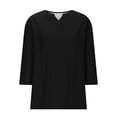 thumbnail image 4 of GERsome Plus Size 3/4 Sleeve T-Shirts for Women V-Neck Loose Fit Casual Trendy Blouses Black 4XL, 4 of 6