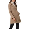 thumbnail image 4 of Allegra K Women's Double Breasted Lapel Raglan Long Sleeve Mid Length Overcoat L Dark Khaki, 4 of 6