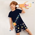 thumbnail image 2 of POPTEM Toddler Boys Pajamas Short Sleeve Planets Print Cotton Sleepwear 2-Pieces Navy Blue 4T, 2 of 8