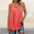 thumbnail image 2 of Yubnlvae Women's Pleated Spaghetti Strap Camisole 2-Pack Women's Ruffle Sleeveless Tops - Summer Fashion Layering Tank - Casual Loose Fit Blouse (L-XXXXXXXXL) (Watermelon red | 3XL), 2 of 6