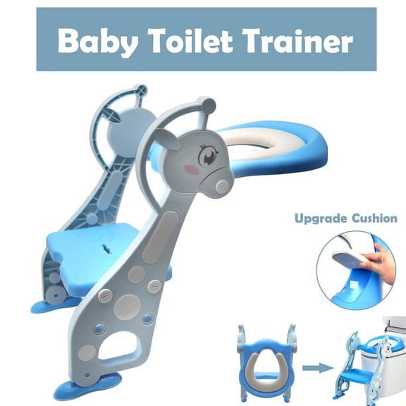 HTTMT- Blue Dear Kids Potty Training Seat w/ Step Ladder Toilet Chair for Child Toddler P/N: ET-BABY001-BLUE
