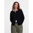 thumbnail image 2 of Scenario Women's Crewneck Cardigan with Patch Pockets, Lightweight, Sizes XS-XXXL, 2 of 6