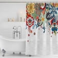 thumbnail image 2 of Polyester Fabric Bohemian Floral Shower Curtain, Retro Abstract Flowers Boho Ethnic Waterproof Bathtub Curtain Bathroom Decor Set with Hooks 72 x 84 Inches, 2 of 6