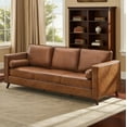 thumbnail image 3 of IdealHouse 81" Faux Leather Sofa, Mid Century Modern Deep Seat Couch, Upholstered Cushion&Removable Cover, Brown PU Couch, 3 Seat Sofa for Living Room, Office, Brown, 3 of 7