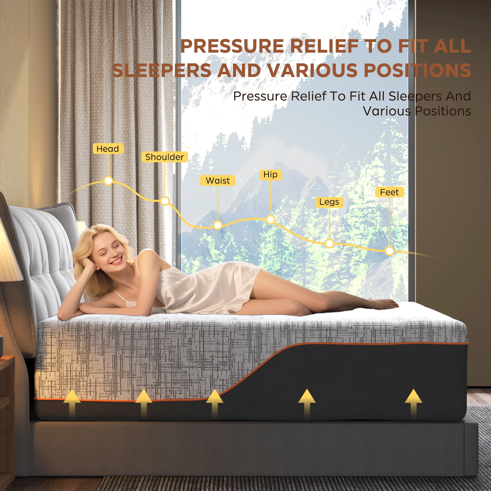 Bamboo Charcoal & Green Tea Memory Foam Mattress,12 Inch Queen Size Medium Firm Cooling Gel Mattress for Pressure Relief, CertiPUR-US Certified & Fiberglass Free,Washable Cover, Mattress in A Box