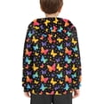 thumbnail image 4 of Xoenoiee Girls Hoodies Pullover Long Sleeve Sweatshirt Hooded Sweater with Front Kangaroo Pocket Fall Winter Athleticwear Tops for Kids Age 6-16 Years, Colorful Butterfly Pattern, S, 4 of 7