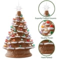 thumbnail image 4 of Casafield Hand Painted Ceramic Christmas Tree, Gingerbread Snow Flocked 15-Inch Pre-Lit Tree with 128 Multi Color Lights, 2 Star Toppers, 4 of 8