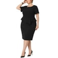 thumbnail image 2 of MODA NOVA Juniors Plus Size Work Business Short Sleeve Peplum Bodycon Midi Wear-to-Work Dress, 2 of 6