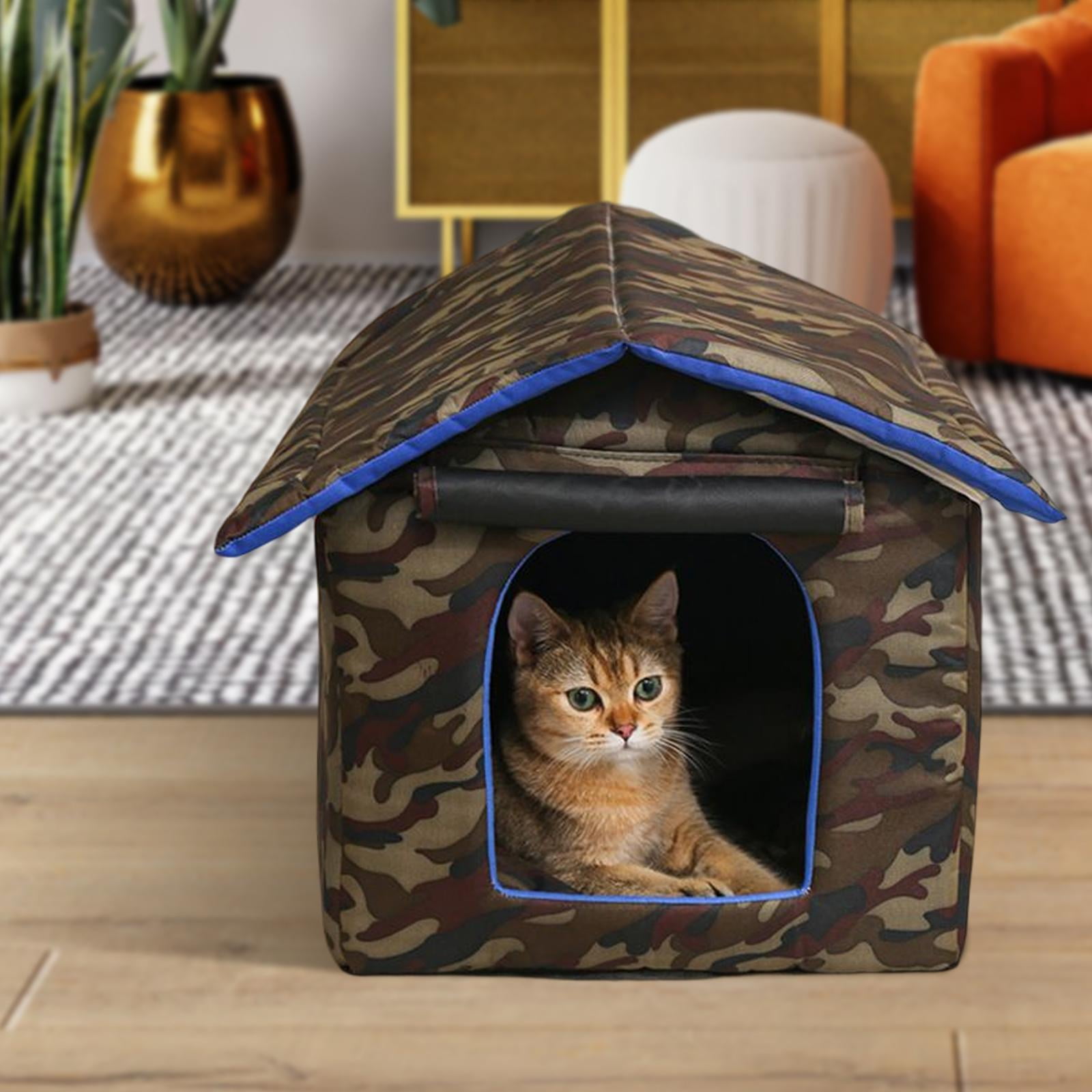 EHJRE Enclosed Outdoor Pet House Kennel with Detachable Roof Weatherproof Rainproof Sleeping Bed Nest Waterproof for Dog Kitten Rabbit Stray Cats , Red S