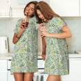 thumbnail image 4 of Fuzoiu flower and leaf Print Women Nightgowns, Soft Comfy Lightweight Short Sleeves Sleepwear,Crew Neck Loungewear, 4 of 6