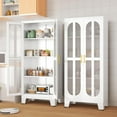 thumbnail image 3 of 61.02" Metal Display Storage Cabinet,Tall Kitchen Pantry Cabinets with Acrylic Glass Doors and Adjustable Shelves,Freestanding Storage Cupboard for Kitchen, Living Room(White), 3 of 14