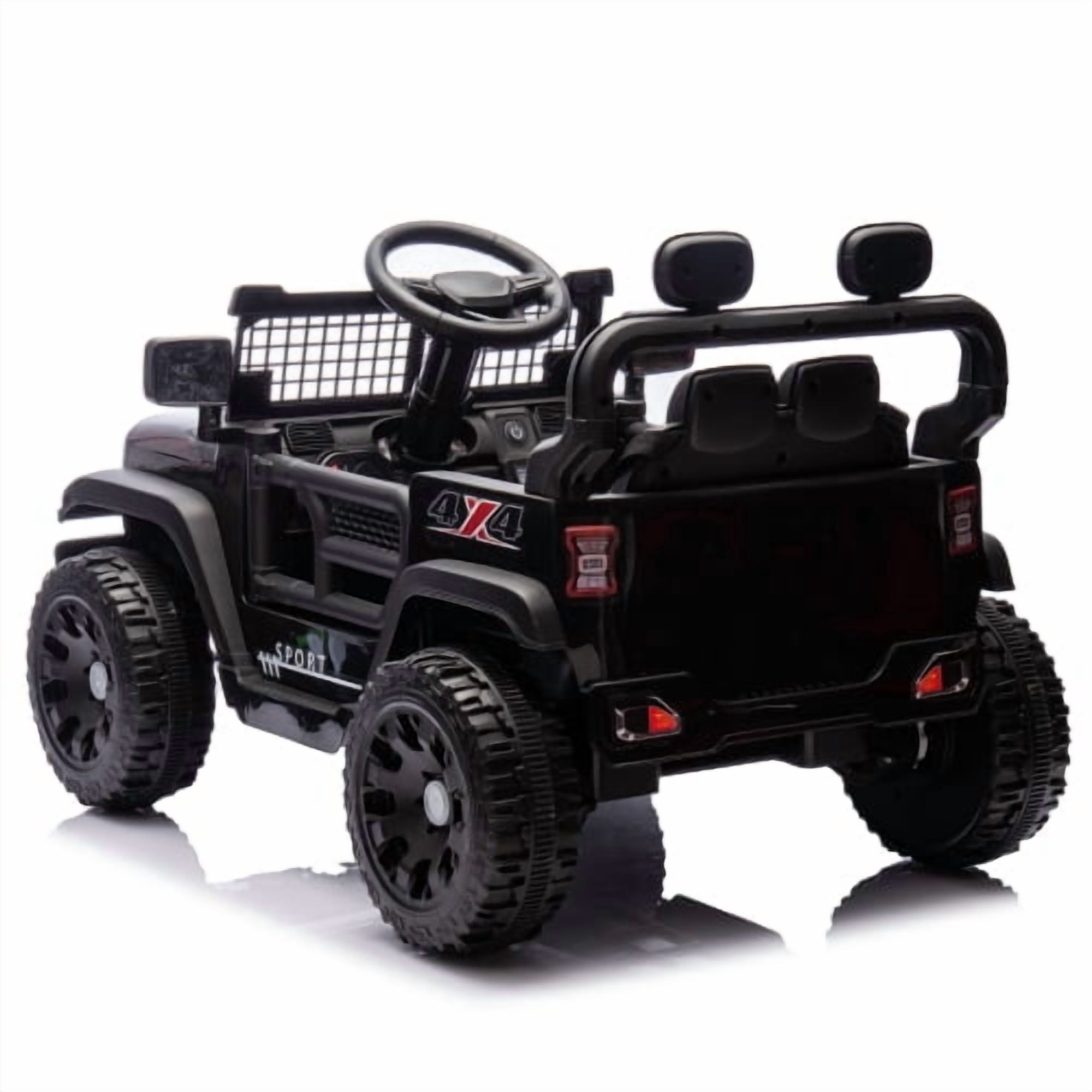 HTW24V Kids Ride On Truck with Parental Remote Control – Electric Off-Road Car for Boys & Girls, 4-Wheel Suspension, Bluetooth Music, LED Lights, Power Display, Ages 3+ (Black)​