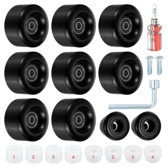 Roller Skate Wheels Set 58x32mm Skate Wheels with Bearings, Skate Brakes, Black