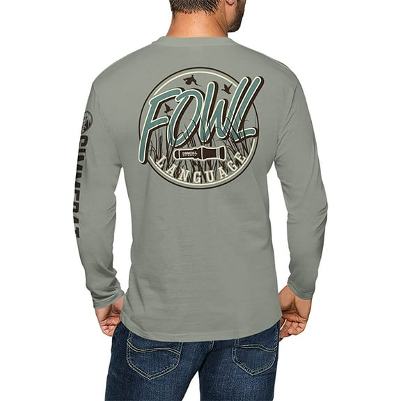 GIMMEDAT Fowl Language Long Sleeve Duck Hunting Men's and Women's Outdoor T-Shirt Gift Fun (Medium) Stonewashed Green