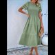 thumbnail image 4 of Vestido Elegante de y Verano para Mujer, Color Liso, con Cuello Redondo y Aberturas Fruta Verde M, 4 of 10
