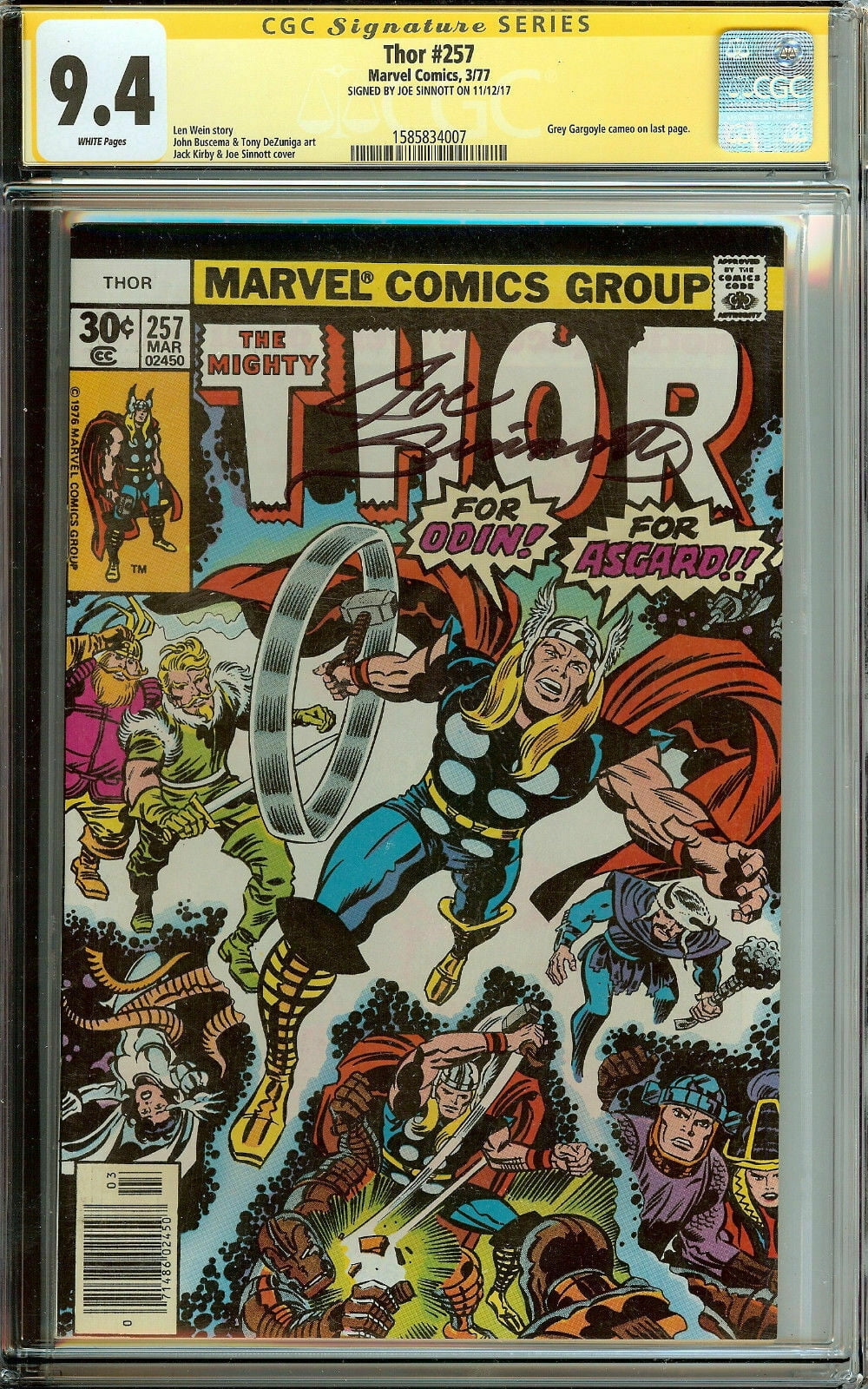 The Mighty Thor #257. CGC 9.4 Signed Joe Sinnott