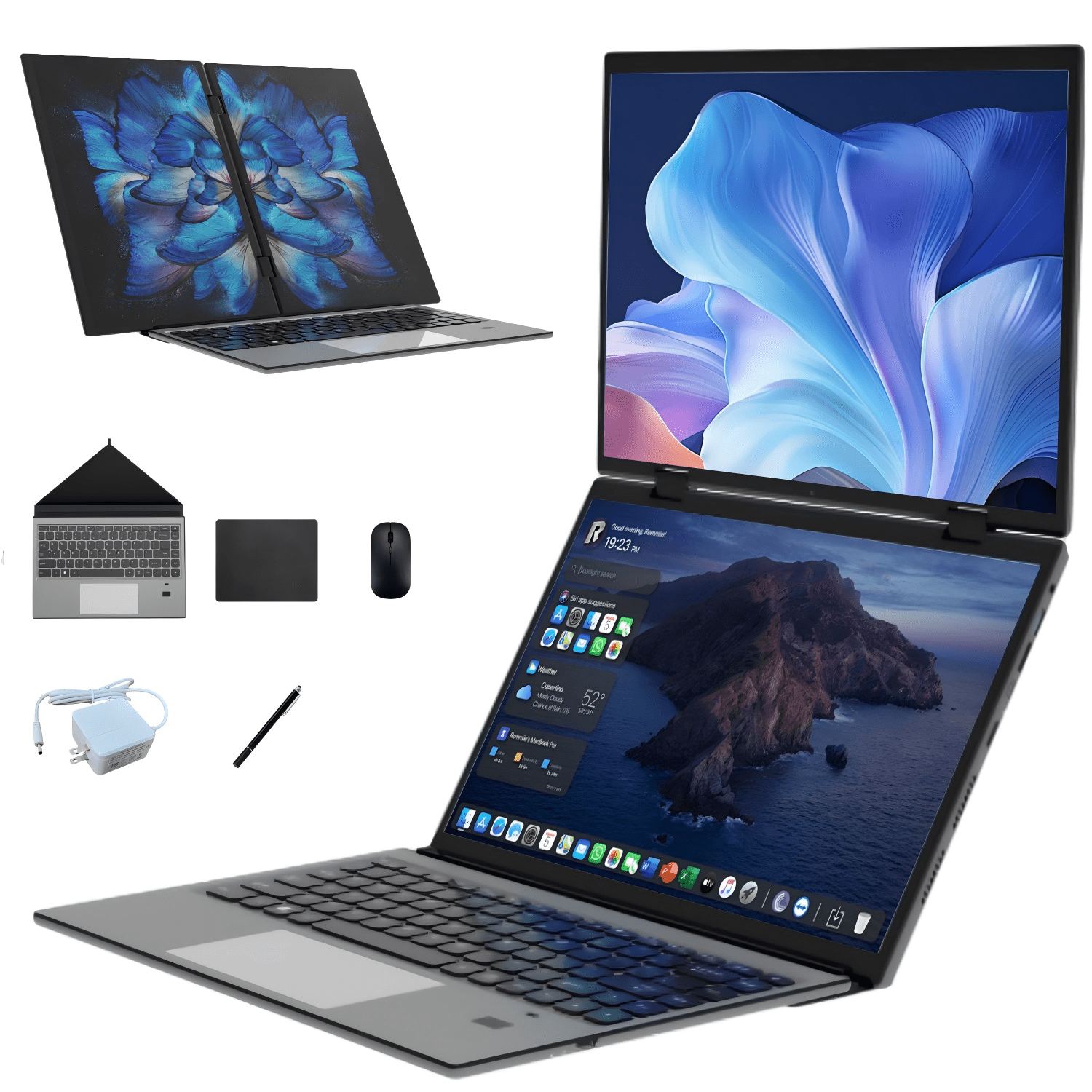 New 14 + 14 inch Touch dual screen notebook computer