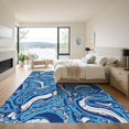 thumbnail image 3 of ODIKA 8'x10' Machine Washable Non-Slip Area Rug, Nautical Fish Motif with Mesmerizing Wave High Traffic Rug, Blue, 914951, 3 of 7