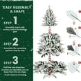 thumbnail image 4 of Resenkos 5FT Flocked Christmas Tree - 768 Tips, PE&PVC Mix, Hinged, Metal Base, White, 4 of 9