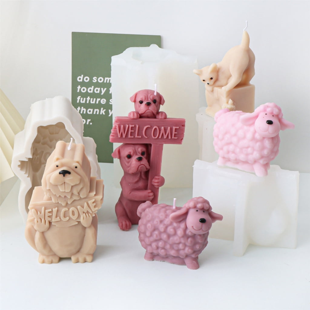 BQBQERT Cats Dog Shaped Silicone Molds Candle Molds for Epoxy Resin, Candle Soap Home Decoration, Plaster Decoration