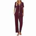 thumbnail image 6 of Uaswgudfs Women's Pajamas Sets 2 piece Stripe PJs Collared Casual Short Sleeve Sleepwear Comfy Pants Loungewear with Pocket, 6 of 6