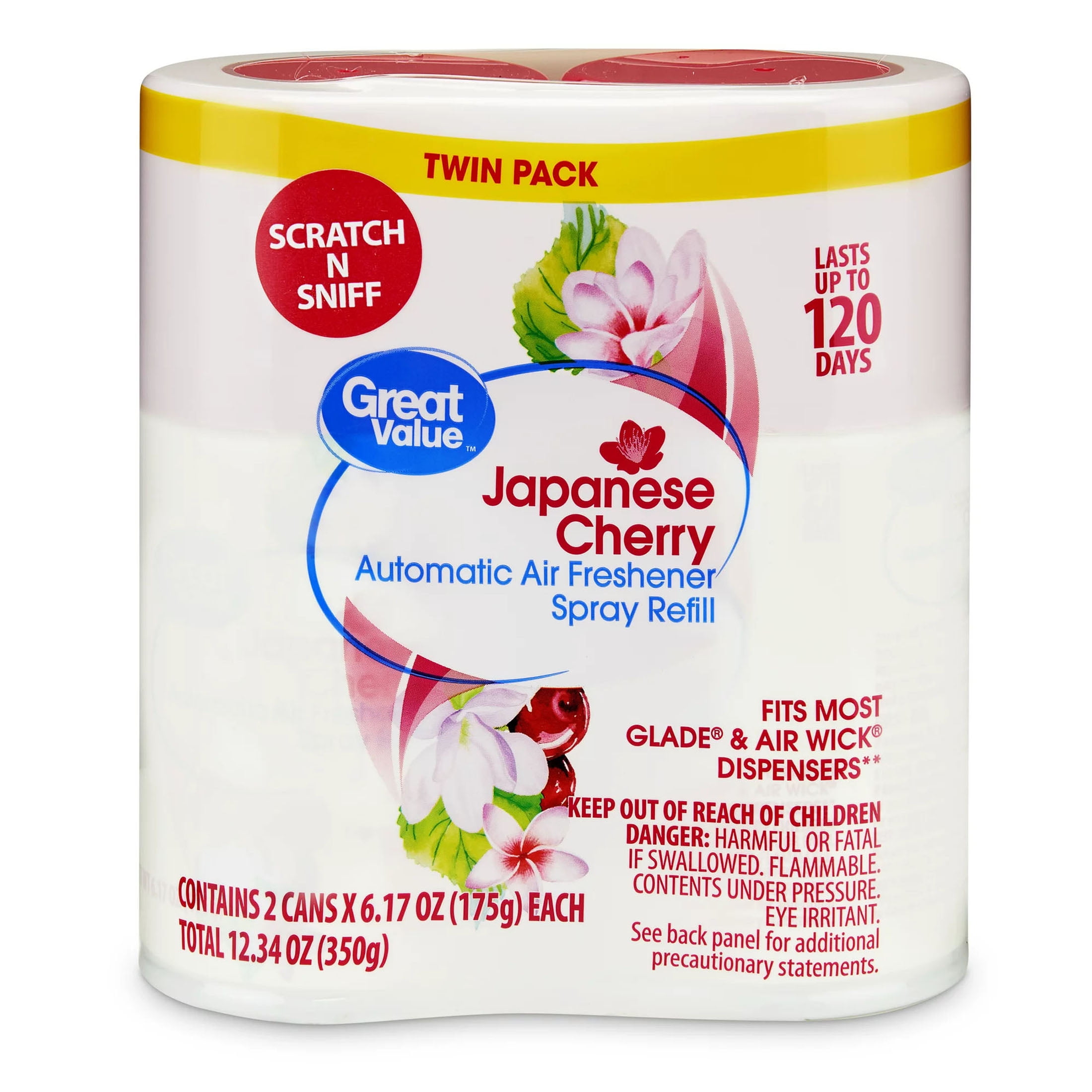 Great Value Automatic Air Freshener Spray Refill, Cherry Blossom, 2