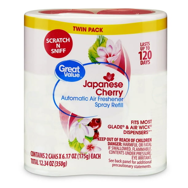 Great Value Automatic Air Freshener Spray Refill, Cherry Blossom, 2